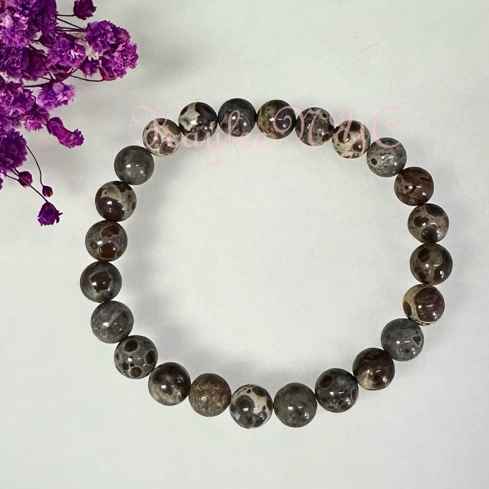 Natural Astroid Jasper 8mm 7.5" length
Crystal Healing Stretch Single Bracelet